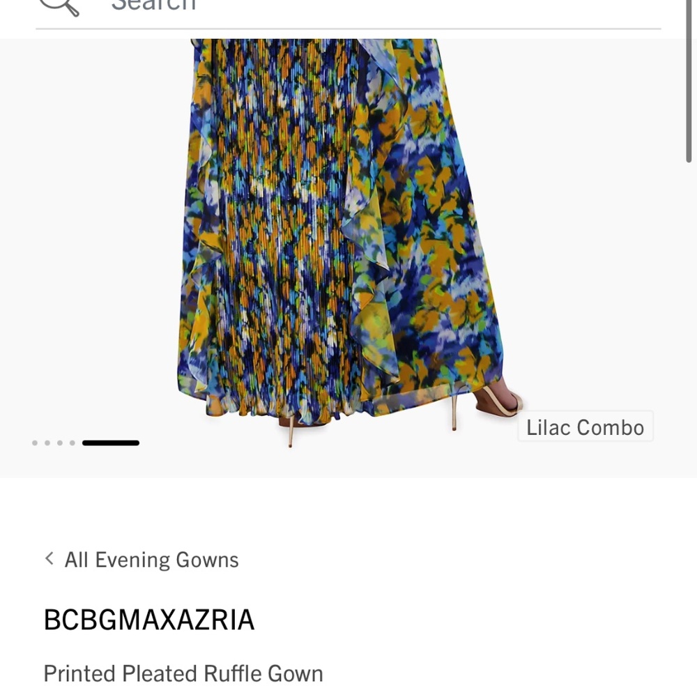 BCBGMAXAZRIA Printed Pleated Ruffle Gown - Picture 4 of 4